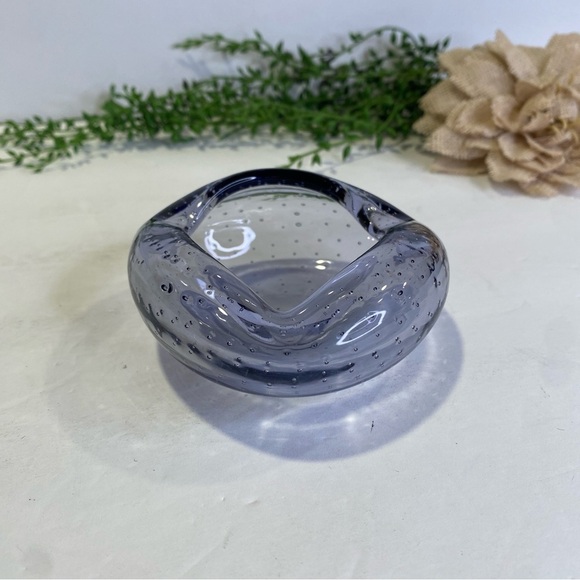 Vintage Purple Controlled Bubble Bullicante Ashtray Trinket Dish Glass Bowl - Picture 3 of 8